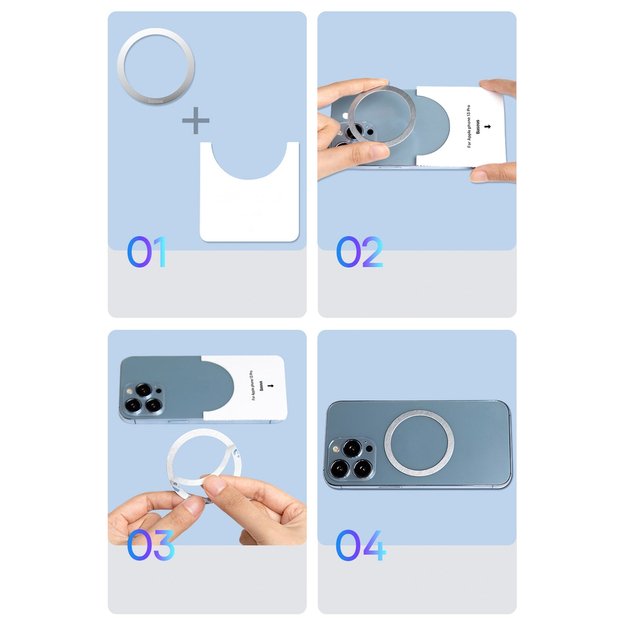 Baseus Halo Series magnetic ring (2 pcs/package) silver (PCCH000012) 17