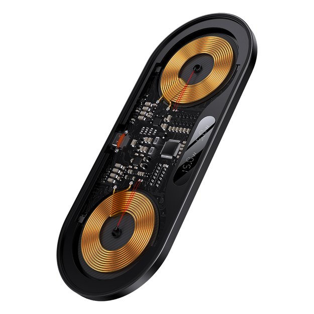 Baseus Digital LED Display dual wireless charger with digital display 20W black (WXSX010101) 7