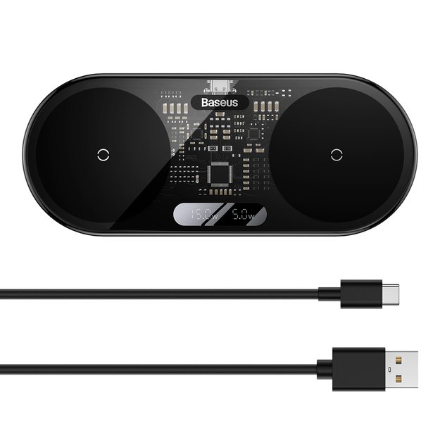 Baseus Digital LED Display dual wireless charger with digital display 20W black (WXSX010101) 9