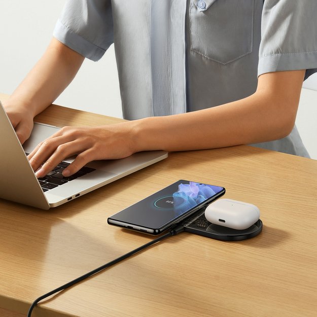 Baseus Digital LED Display dual wireless charger with digital display 20W black (WXSX010101) 11
