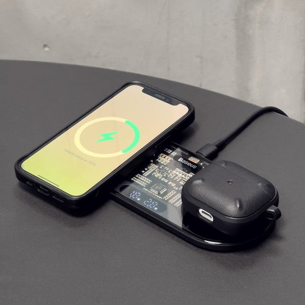 Baseus Digital LED Display dual wireless charger with digital display 20W black (WXSX010101) 1
