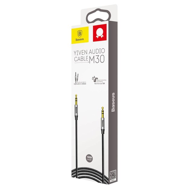 Baseus Yiven M30 stereo audio cable AUX 3.5 mm male mini jack 1.5 m silver-black (CAM30-CS1) 10