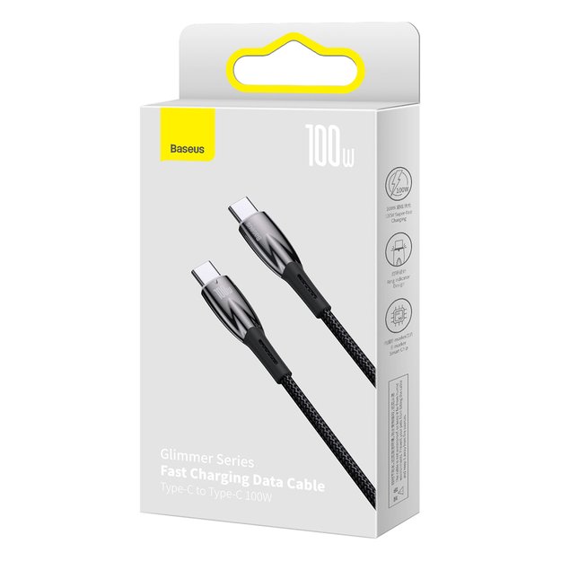 Baseus Glimmer Series Fast Charging Cable USB-C 480Mbps PD 100W 2m Black 15