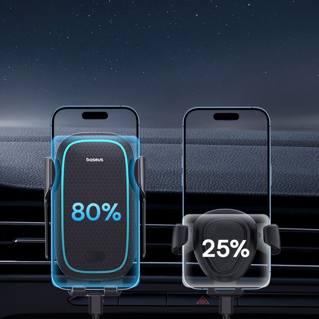Baseus Milky Way Pro Series BS-CM023 car holder for air vent with 15W inductive charger - black 13