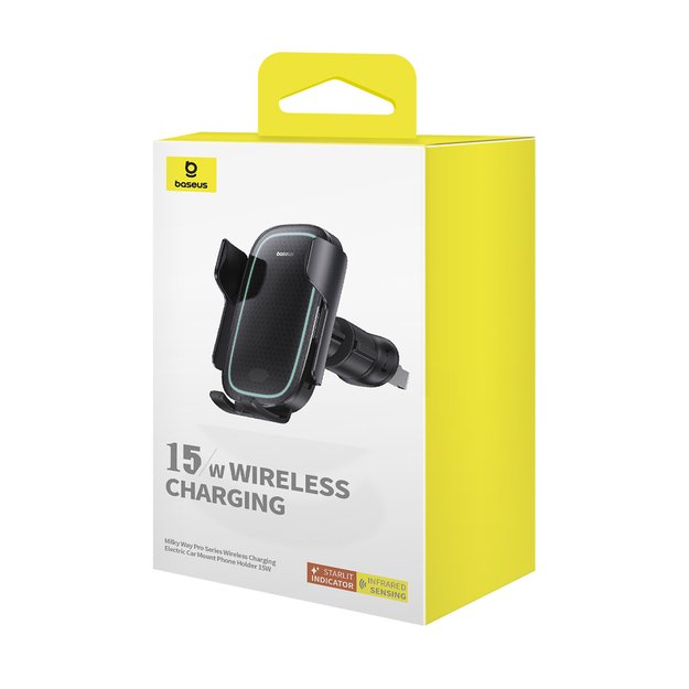Baseus Milky Way Pro Series BS-CM023 car holder for air vent with 15W inductive charger - black 4