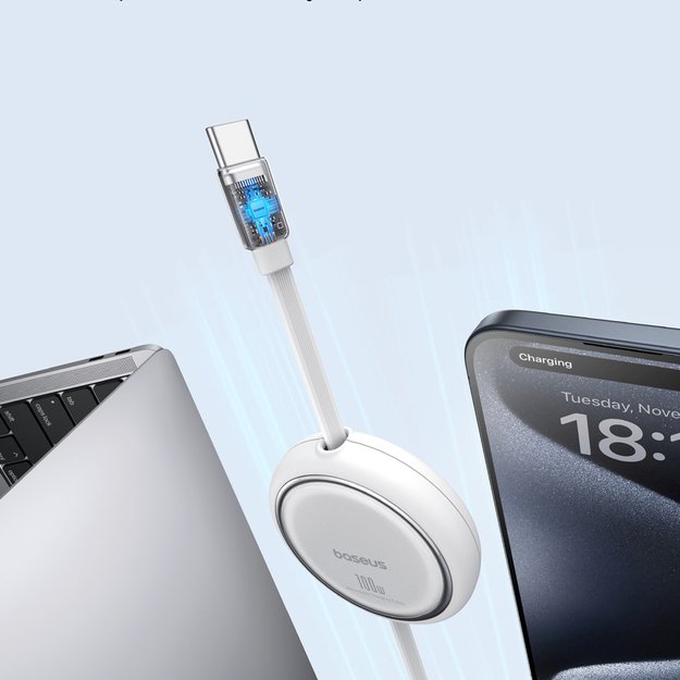 Baseus Free2Draw Mini USB-C - USB-C 100W 1m retractable cable - white 3