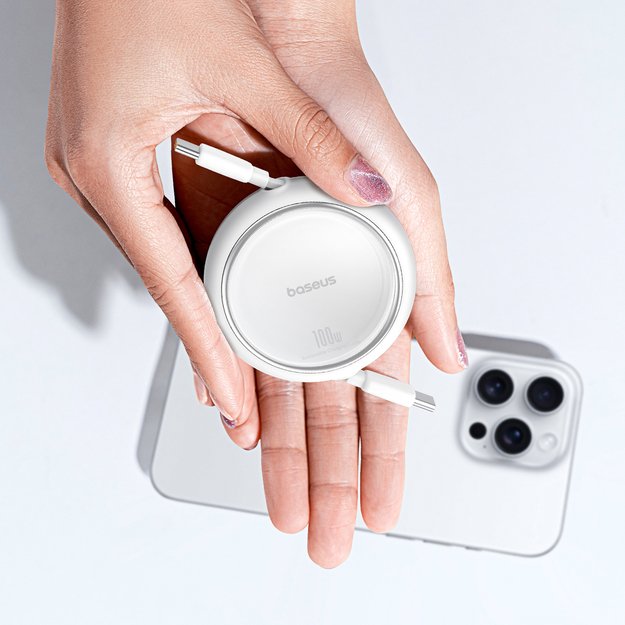 Baseus Free2Draw Mini USB-C - USB-C 100W 1m retractable cable - white 8