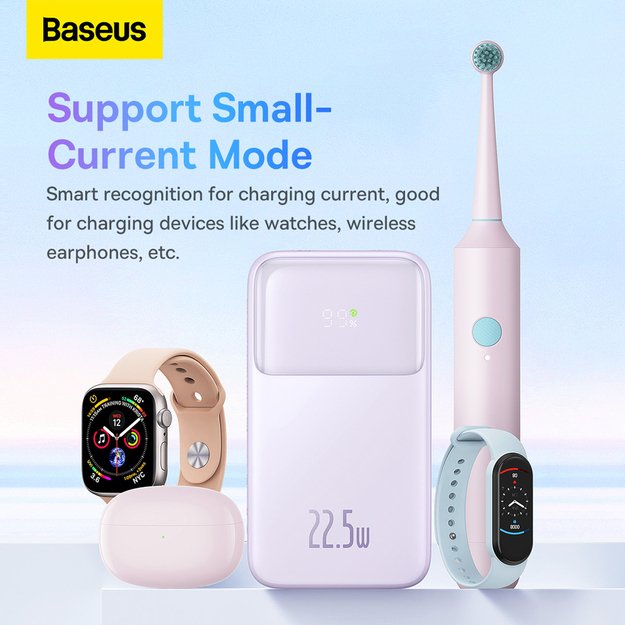 Baseus Comet Series powerbank with display 10000mAh 22.5W - purple + USB-A / USB-C cable 13