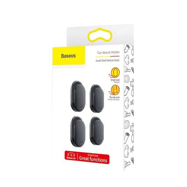 Baseus Small Shell hanger for car, home, garage 4 pcs. - black 6