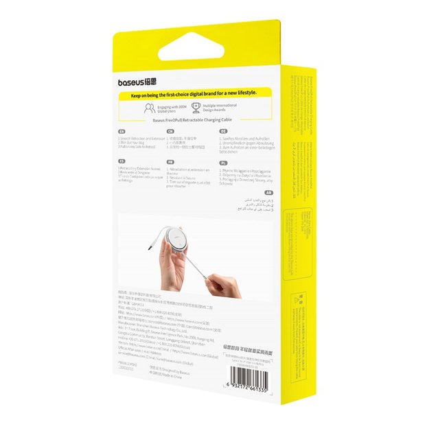 Baseus Free2Pull Cable Retractable USB-C / Lightning 20W 1m - White 4