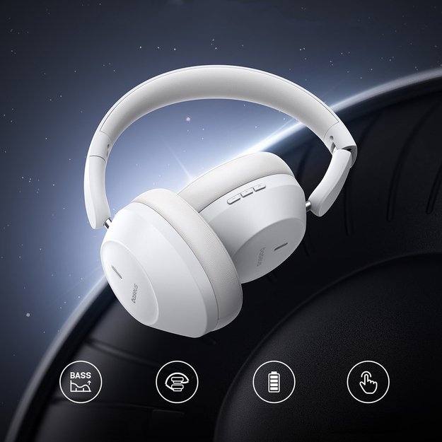 Baseus Bass 30 Max Wireless On-Ear Bluetooth 5.3 Headphones - White 11