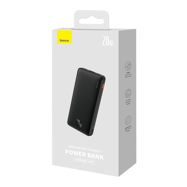 Baseus Airpow 20W 10000mAh Power Bank with Baseus Simple Series USB-A - USB-C 30cm Cable - Black 7