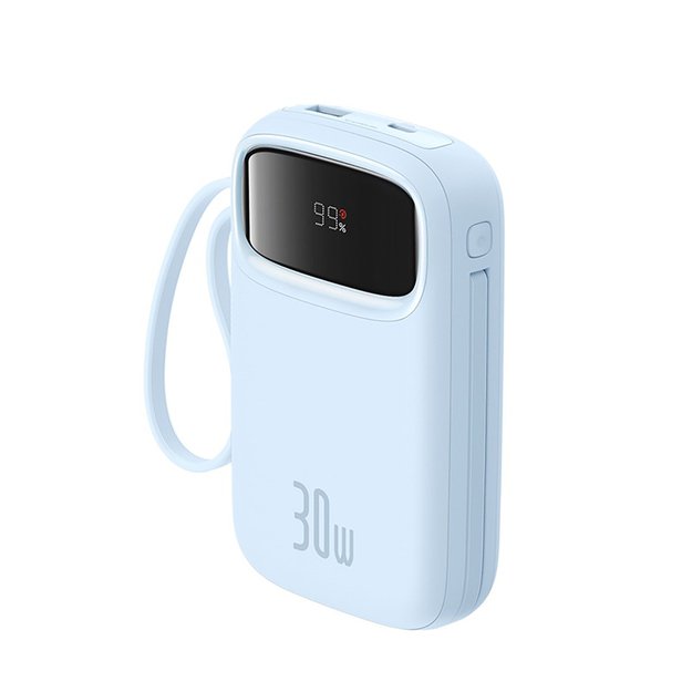 Baseus QPow 2 30W 10000mAh Power Bank with Built-in USB-C Cables - Blue 5