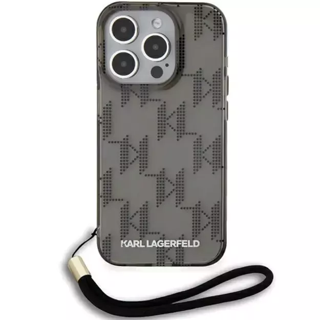 Karl Lagerfeld IML Mono KL Pattern &amp  Cord case for iPhone 15 Pro Max - black 7