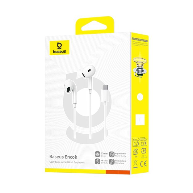 Baseus Encok CZ19 USB-C Wired In-Ear Headphones - White 9