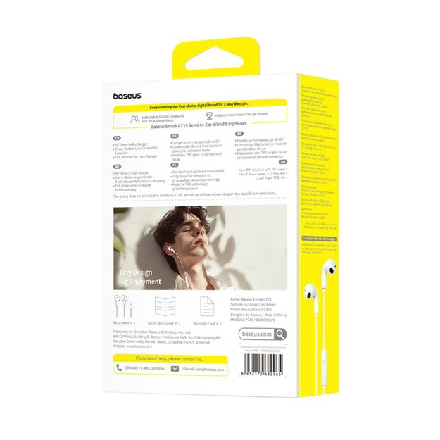 Baseus Encok CZ19 USB-C Wired In-Ear Headphones - White 8