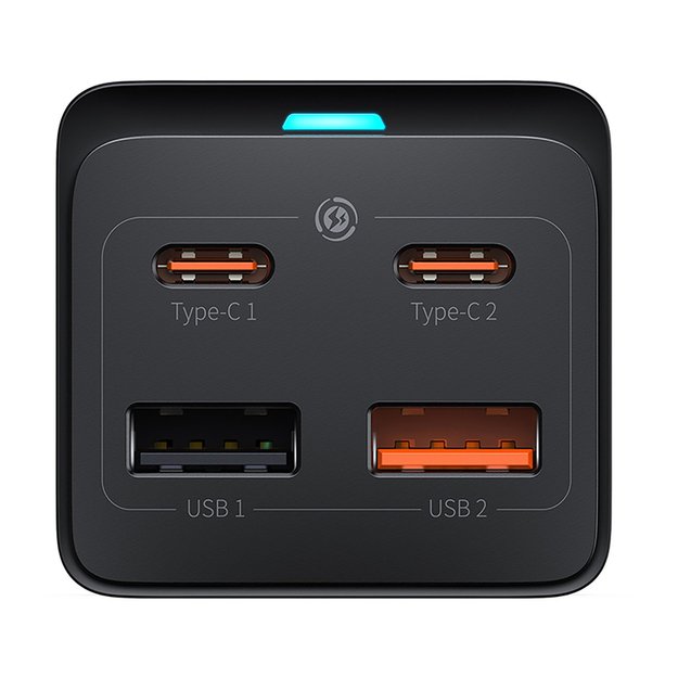 Baseus GaN3 Pro 65W EU Charging Station + 2 x USB-C + 2 x USB-A with Baseus Xiaobai USB-C 100W 1m Cable - Black 2