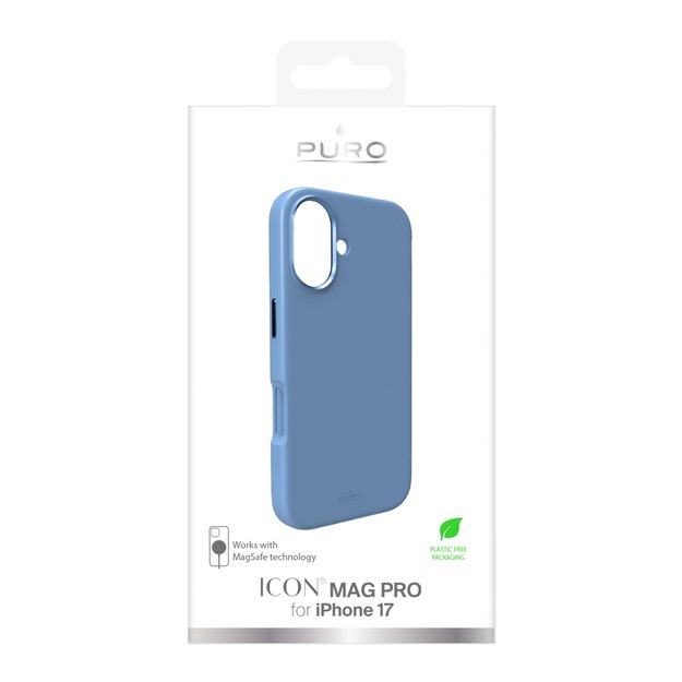 Pure Icon Mag Pro Liquid Silicone Case for iPhone 17, MagSafe Compatible, with Camera Protection and Aluminum Buttons - Blue 1