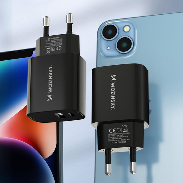 Wozinsky WGWCB USB-A USB-C 20W wall charger - black 15