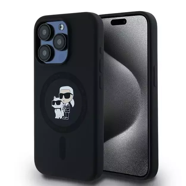 Karl Lagerfeld Silicone Karl&amp Choupette MagSafe case for iPhone 15 Pro - black
