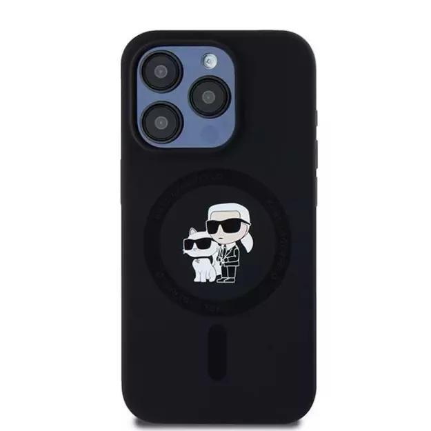 Karl Lagerfeld Silicone Karl&amp Choupette MagSafe case for iPhone 15 Pro - black 9