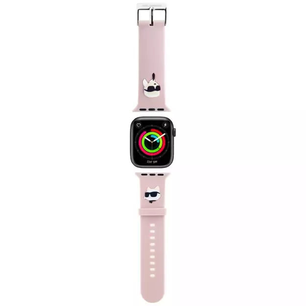Karl Lagerfeld 3D Rubber Karl&amp Choupette Heads strap for Apple Watch 42/44/45/49mm - pink