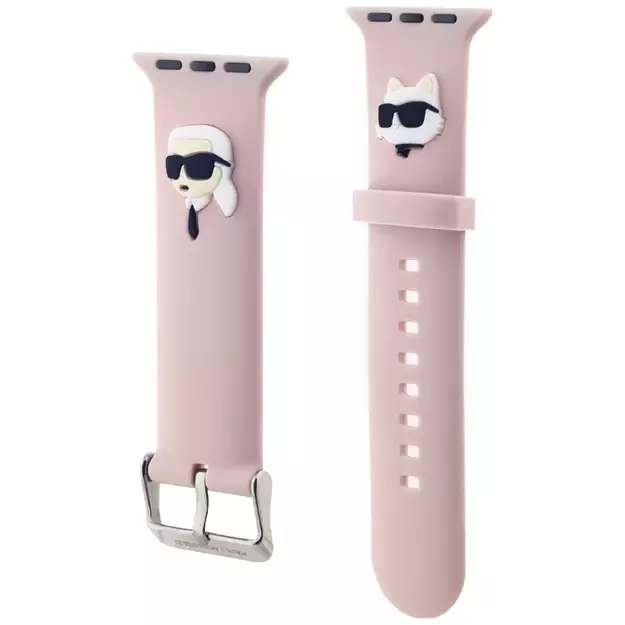 Karl Lagerfeld 3D Rubber Karl&amp Choupette Heads strap for Apple Watch 42/44/45/49mm - pink 2