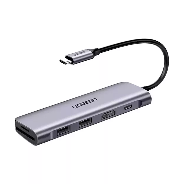 Ugreen CM195 ​​6in1 adapter USB-C - HDMI / 2x USB-A 3.0 / USB-C PD / SD / TF reader - gray 8