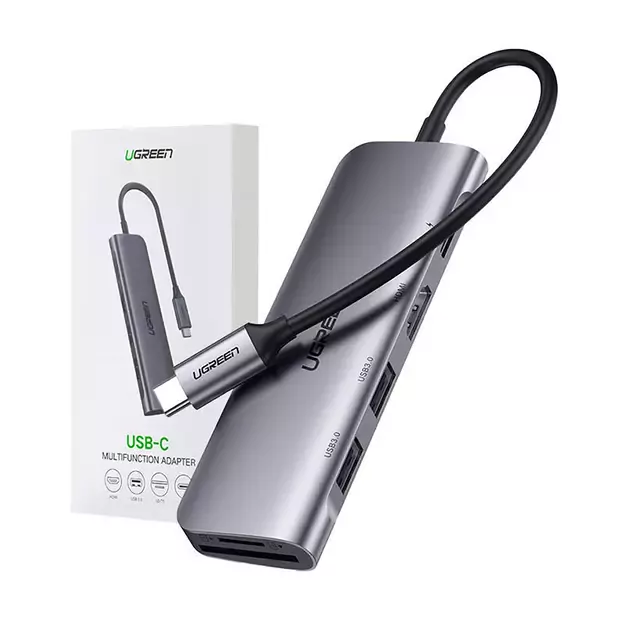 Ugreen CM195 ​​6in1 adapter USB-C - HDMI / 2x USB-A 3.0 / USB-C PD / SD / TF reader - gray 9