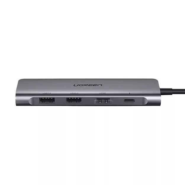 Ugreen CM195 ​​6in1 adapter USB-C - HDMI / 2x USB-A 3.0 / USB-C PD / SD / TF reader - gray 2