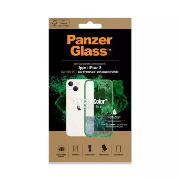 PanzerGlass ClearCase antibacterial case with Military Grade certificate for iPhone 13 / 14 / 15 - transparent green 5