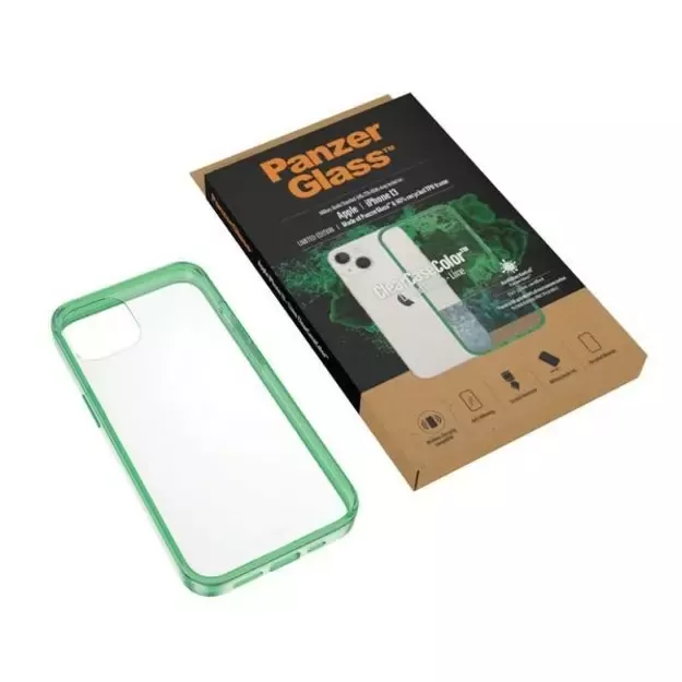 PanzerGlass ClearCase antibacterial case with Military Grade certificate for iPhone 13 / 14 / 15 - transparent green 4