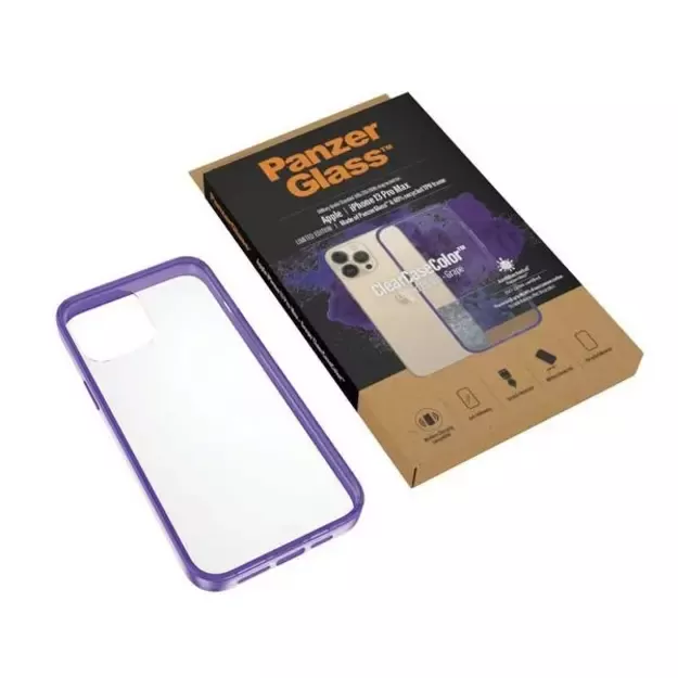 PanzerGlass ClearCase antibacterial Military Grade certified case for iPhone 13 Pro Max - transparent purple 9