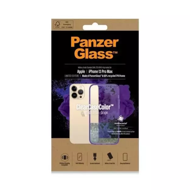 PanzerGlass ClearCase antibacterial Military Grade certified case for iPhone 13 Pro Max - transparent purple 10