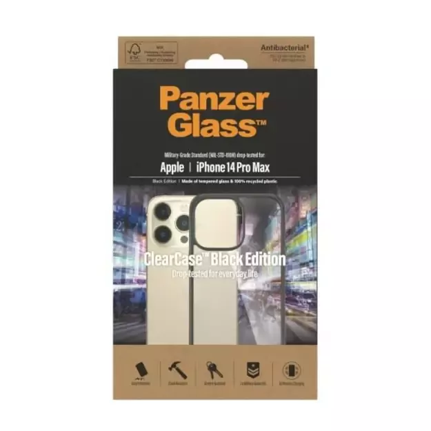 PanzerGlass ClearCase antibacterial case for iPhone 14 Pro Max - transparent and black 2