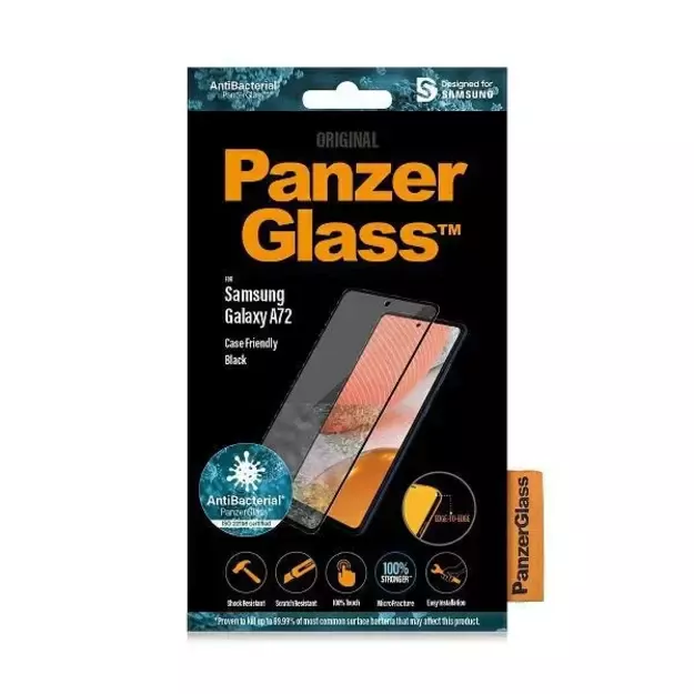 PanzerGlass E2E Microfracture antibacterial glass for Samsung Galaxy A72 - with black frame 3