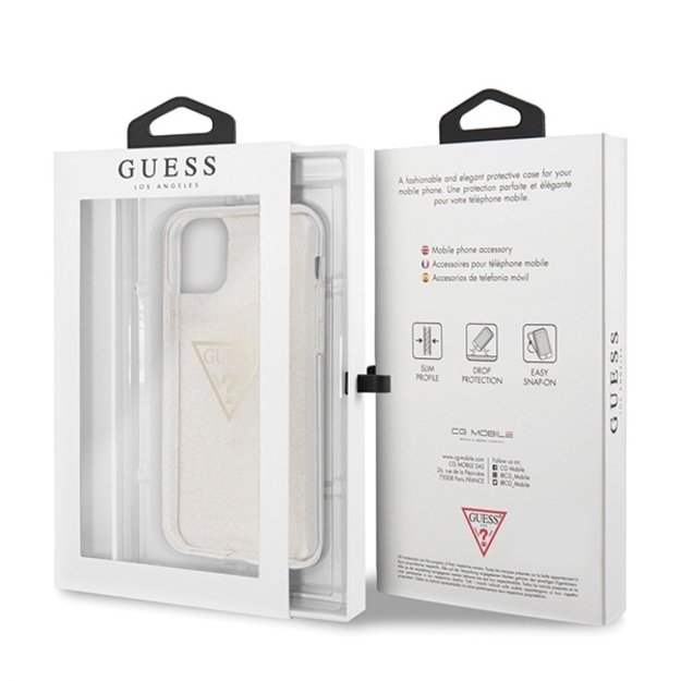 Guess GUHCN58SGTLGO iPhone 11 Pro gold/gold hard case Glitter Triangle 12