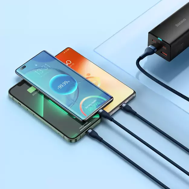 Baseus Flash Series II cable USB - USB Type C / Lightning / micro USB 100 W 1.2 m blue (CASS030003) 8