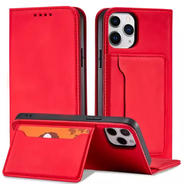 Magnet Card Case for iPhone 12 Pro Pouch Card Wallet Card Holder Red 1