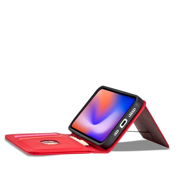 Magnet Card Case for iPhone 12 Pro Pouch Card Wallet Card Holder Red 21