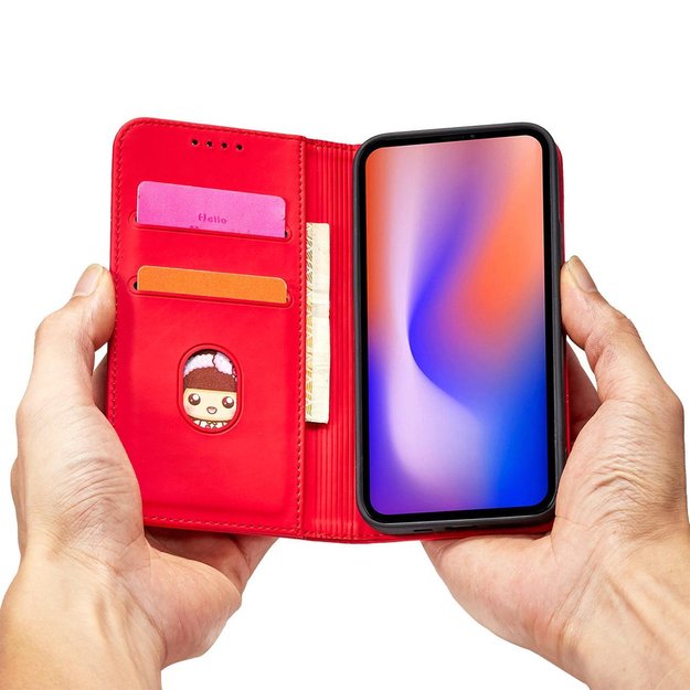 Magnet Card Case for iPhone 12 Pro Pouch Card Wallet Card Holder Red 24