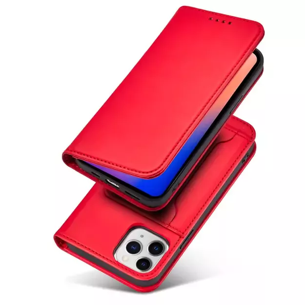 Magnet Card Case for iPhone 12 Pro Pouch Card Wallet Card Holder Red 3