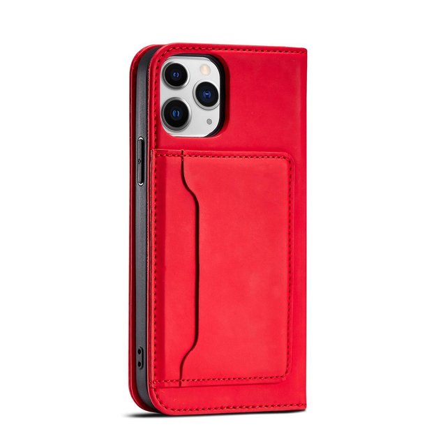 Magnet Card Case for iPhone 12 Pro Pouch Card Wallet Card Holder Red 17