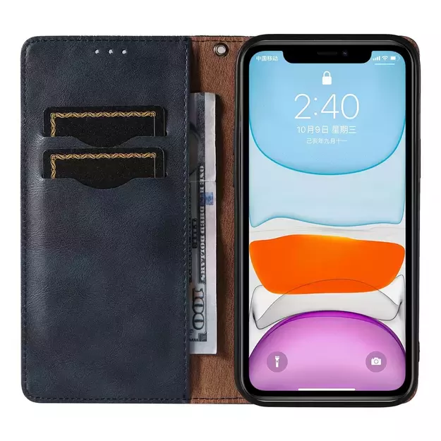 Magnet Strap Case for iPhone 12 Pouch Wallet + Mini Lanyard Pendant Blue 19