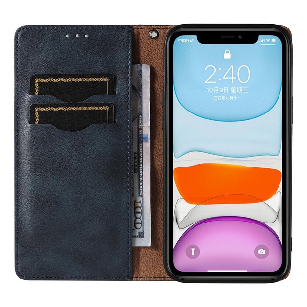 Magnet Strap Case for iPhone 12 Pouch Wallet + Mini Lanyard Pendant Blue 7