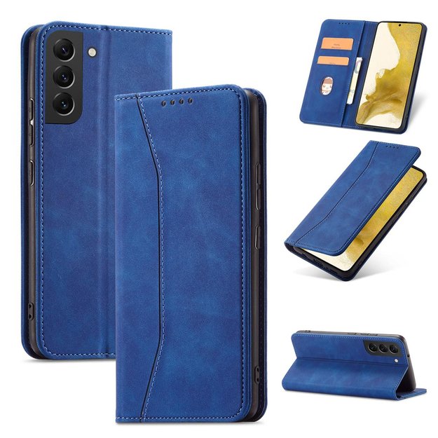 Magnet Fancy Case Case for Samsung Galaxy S22 + (S22 Plus) Pouch Wallet Card Holder Blue 12