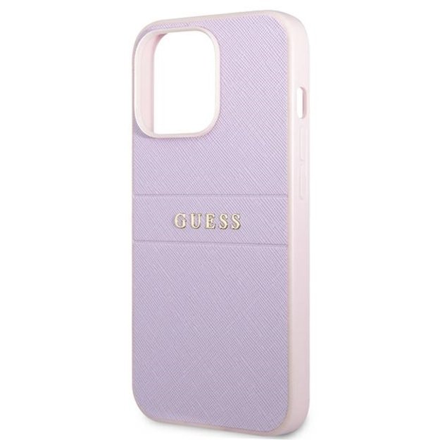 Guess GUHCP13LPSASBPU iPhone 13 Pro / 13 6.1&quot  purple/purple Saffiano Hot Stamp &amp  Metal Logo 5