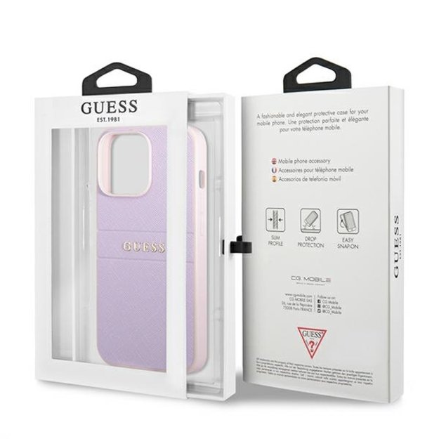 Guess GUHCP13LPSASBPU iPhone 13 Pro / 13 6.1&quot  purple/purple Saffiano Hot Stamp &amp  Metal Logo 7