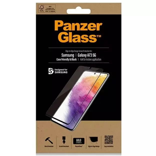 PanzerGlass E2E Regular tempered glass for Samsung Galaxy A73 - with black frame 7