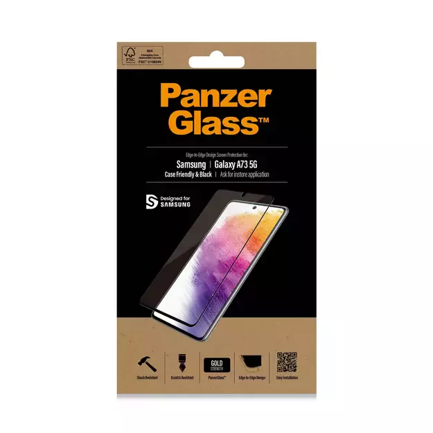 PanzerGlass E2E Regular tempered glass for Samsung Galaxy A73 - with black frame 2